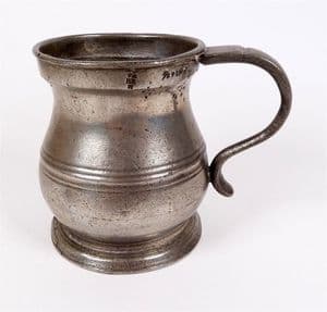 Antique Victorian Pewter Tankard Measure 1/2 Pint Unknown Maker City of Manchester Mark 1862