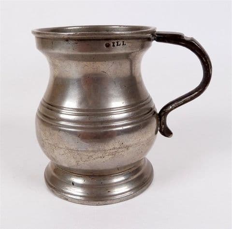 Antique Victorian Pewter Tankard Measure Gill Unknown Verification Mark