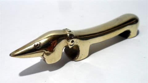 Antique Vintage Art Deco Brass Dog Dachshund Figural Bottle Opener 1930s 1950s Mid Century