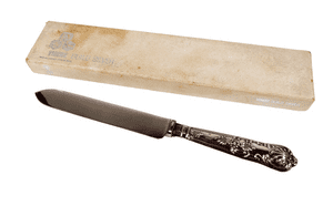 Antique Vintage Boxed Sterling Silver & Stainless Cake Knife Emile Viner Guild Sheffield 1940