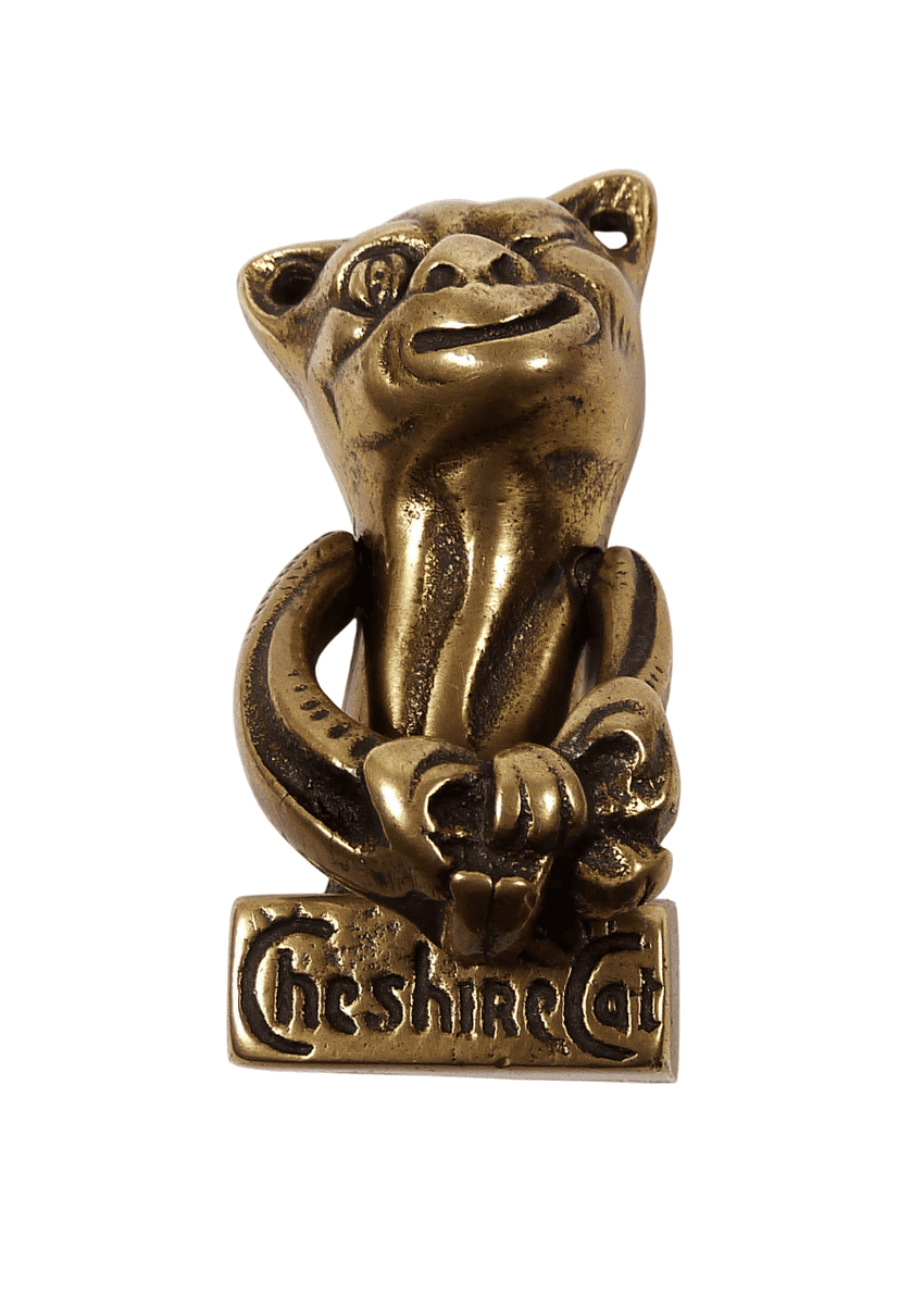 Antique Vintage Brass Cheshire Cat Privacy Door Knocker 1930s 3