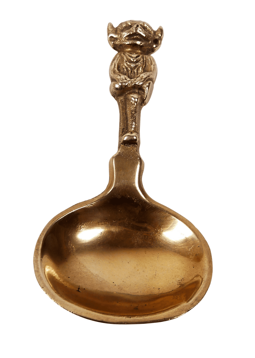 Antique Vintage Brass Figural Top Caddy Spoon Lincoln Imp Teaspoon Lincolnshire