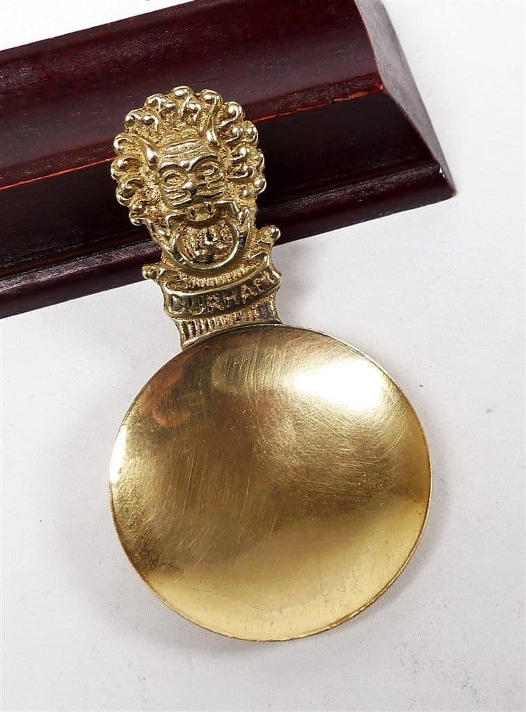 Antique Vintage Brass Figural Top Caddy Spoon Sanctuary Knocker Durham Cathedral Teaspoon