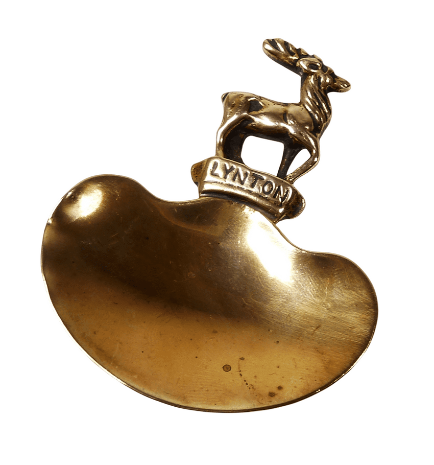 Antique Vintage Brass Figural Top Stag Caddy Spoon Lynton Devon Souvenir Teaspoon