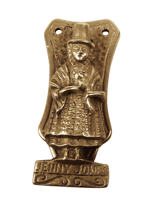Antique Vintage Brass Jenny Jones Privacy Door Knocker 1930s 3" Wales Welsh Traditional Costume