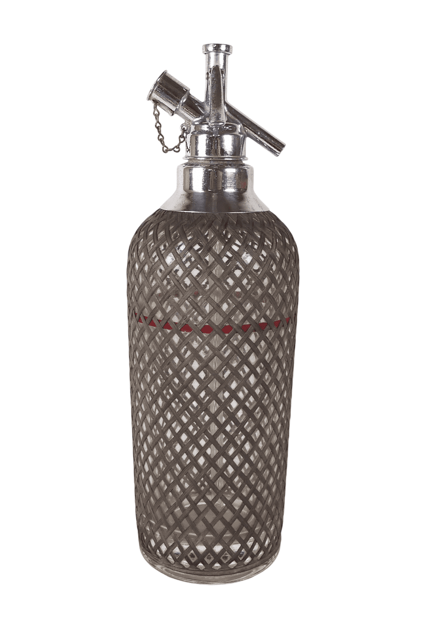 Antique Vintage Czech Glass Wire Mesh Soda Siphon Syphon Sparklets & Co London Chrome Top 1930s