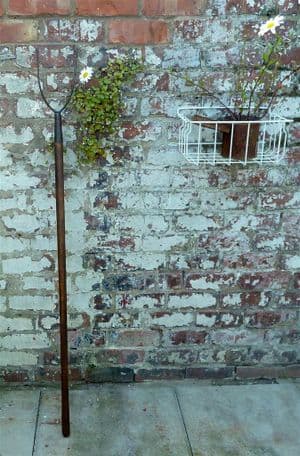Antique Vintage Farming Tool Long Handled Hay Pitch Fork 2 Tine Prong Blacksmith Made Barn