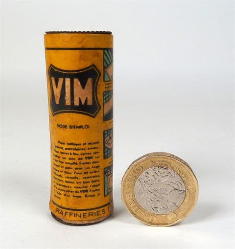 Antique Vintage French Vim Scouring Powder Miniature Mini Sample Tin 1920s Household Cleaner Lever