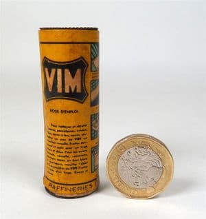 Antique Vintage French Vim Scouring Powder Miniature Mini Sample Tin 1920s Household Cleaner Lever