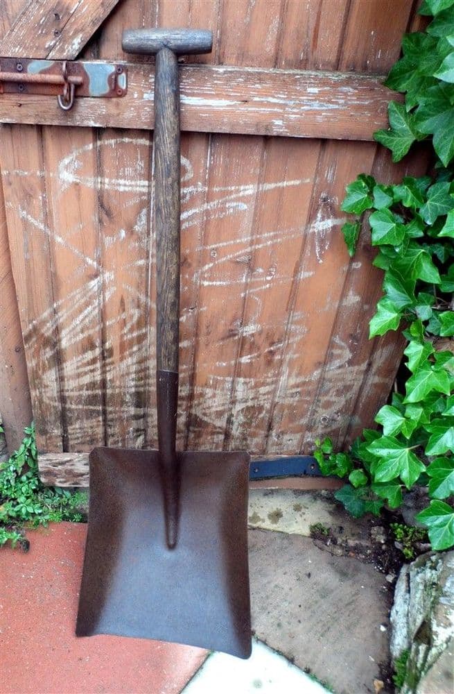 Antique Vintage Gardening Tool Long Handled Large Square Mouth Shovel