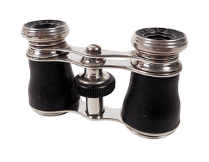 Antique Vintage Iris of Paris Opera Theatre Glasses Silver Plated Leather Wrapped Circa 1930s