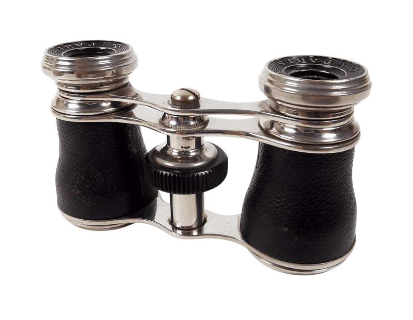 Antique Vintage Iris of Paris Opera Theatre Glasses Silver Plated Leather Wrapped Circa 1930s