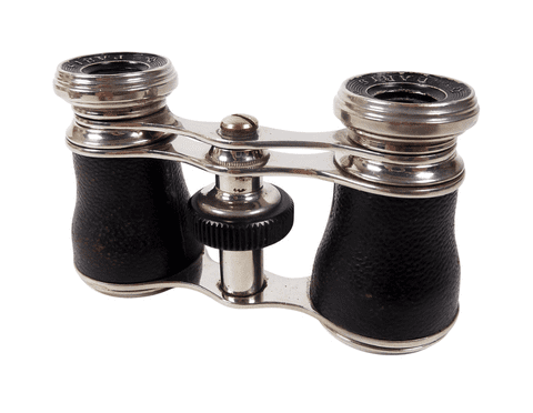 Antique Vintage Iris of Paris Opera Theatre Glasses Silver Plated Leather Wrapped Circa 1930s