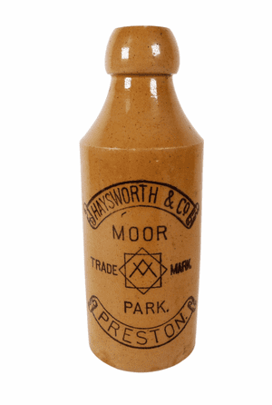 Antique Vintage J Haysworth & Co Moor Park Preston Bourne Denby Stoneware Ginger Beer Bottle