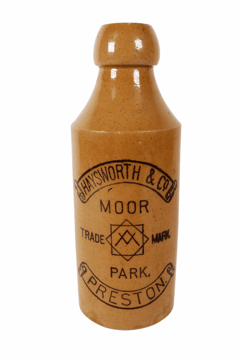 Antique Vintage J Haysworth & Co Moor Park Preston Bourne Denby Stoneware Ginger Beer Bottle