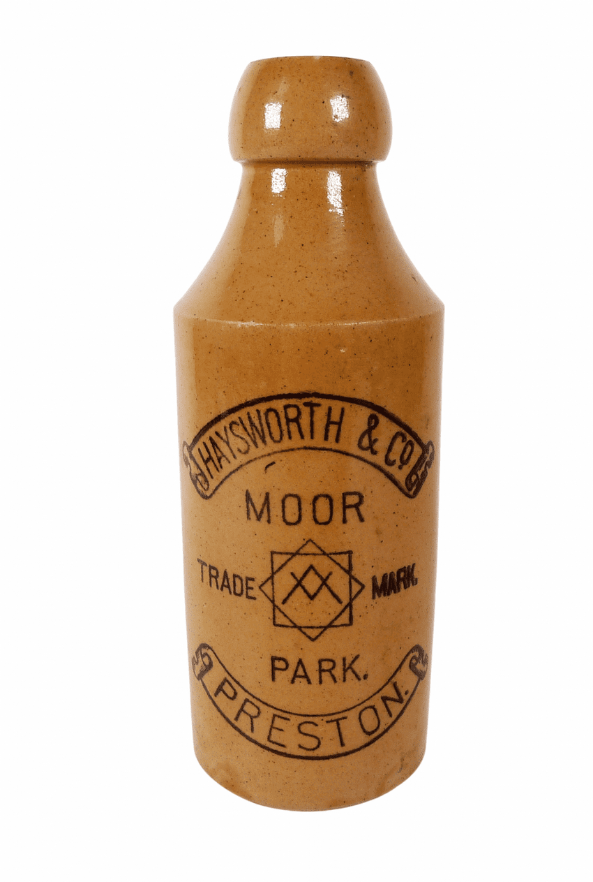 Antique Vintage J Haysworth & Co Moor Park Preston Bourne Denby Stoneware Ginger Beer Bottle