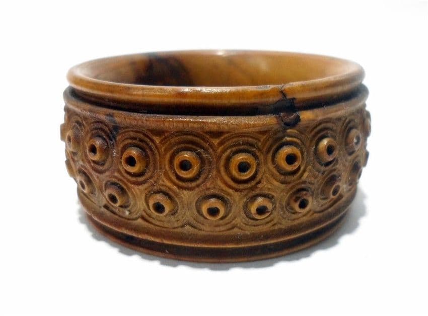 Antique Vintage Jerusalem Israel Olive Wood Napkin Ring Wood Wooden Hand Carved Israeli Judaica