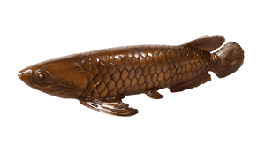 Antique Vintage Lucky Arowana Dragon Fish Cast Bronze Sculpture Figure Decor Fishing Angling Asian