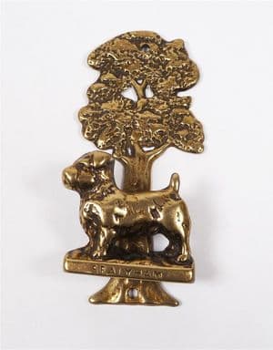 Antique Vintage Peerage Pearson Page Birmingham Brass Sealyham Terrier Door Knocker Dog Tree 1930s