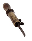 Antique Vintage Tool Wood & Brass Pad Saw Circa  1930s Handle Hacksaw Drywall Key Hole Horrocks?