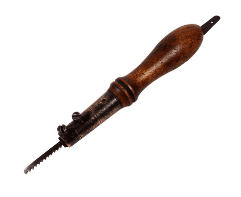 Antique Vintage Tool Wood & Brass Pad Saw Circa 1930s Handle Hacksaw Drywall Key Hole Horrocks?