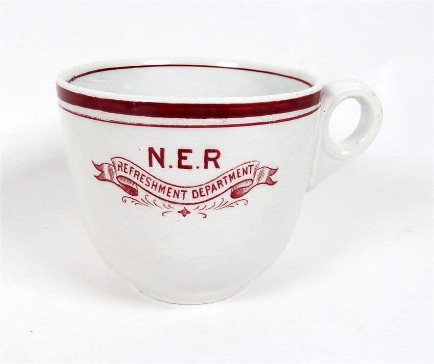 Antique Vintage Transport N.E.R. North Eastern Railways Refreshment Department 1854-1922 Pottery Cup