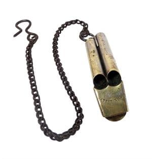 Antique Whistle B Lilly & Sons "The Lilly" Twin Pipe Taxi Thin Wall Angled Mouthpiece Cycling 2.625"