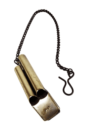 Antique Whistle "Dale" Twin Pipe Taxi Thin Wall Angled Mouthpiece Cycling 3.25" Very Scarce A/F