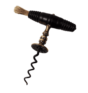 Antique Wood & Brass Wilmot & Roberts Patent Henshall Button Corkscrew Brush Loop 1850s