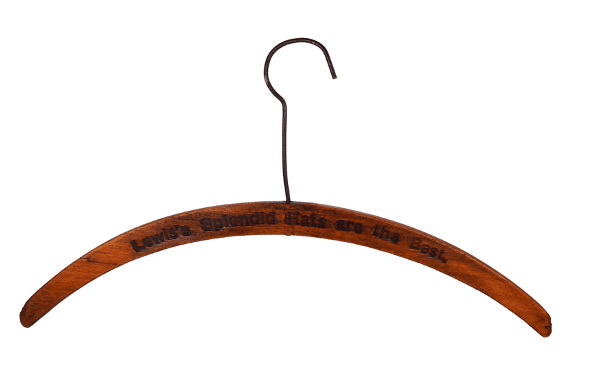 Antique Wooden Advertising Coat Hanger Coathanger Lewis's Splendid Hats 1920s Department Store