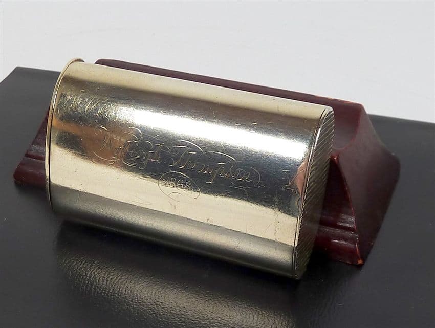 Antique Wybergh Thompson 1868 Dated Silver Plate Vesta Match Safe Case Box Holder Makers Mark LJ&Co