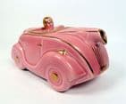 Art Deco OKT42 Sadler Racing Car Teapot Pink & Gold Lustre Coach Line Reg No 820236 Scarce Tea Pot