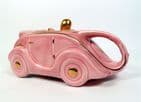 Art Deco OKT42 Sadler Racing Car Teapot Pink & Gold Lustre Coach Line Reg No 820236 Scarce Tea Pot