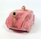 Art Deco OKT42 Sadler Racing Car Teapot Pink & Gold Lustre Coach Line Reg No 820236 Scarce Tea Pot