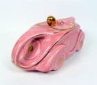 Art Deco OKT42 Sadler Racing Car Teapot Pink & Gold Lustre Coach Line Reg No 820236 Scarce Tea Pot