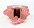 Art Deco OKT42 Sadler Racing Car Teapot Pink & Gold Lustre Coach Line Reg No 820236 Scarce Tea Pot