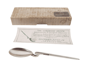 Boxed Vintage English Sterling Roman Corinium Goose Neck Silver Spoon Leonard Jones Cirencester