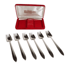 Boxed Vintage Kitchen Tableware Cutlery Flatware Six Splayds McArthur 18/8 Stainless Fork Spoon