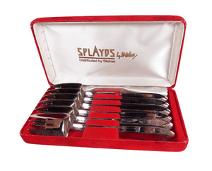 Boxed Vintage Kitchen Tableware Cutlery Flatware Six Splayds McArthur 18/8 Stainless Fork Spoon