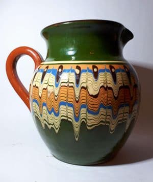 Large Vintage Mid Century Devon Ware Devonware Art Pottery Pottery Jug Circa 1950s Trippy Pattern
