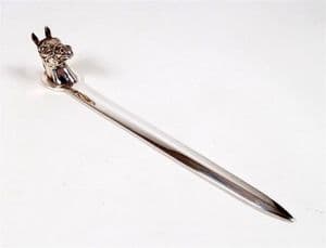 Garrard & Co Horses Head Sterling Silver Letter Envelope Opener 1994 Sheffield Horse Riding Racing