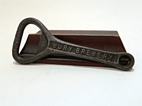 HTF Vintage 1923 Registered Design Cast Iron Crown Cork Bottle Opener George Street Bury Brewery