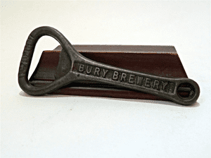 HTF Vintage 1923 Registered Design Cast Iron Crown Cork Bottle Opener George Street Bury Brewery