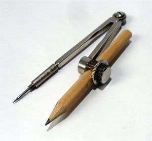 HTF Vintage Antique English NP Solid Brass Helix Drawing Pencil Compass Circa 1930s Reversible Point