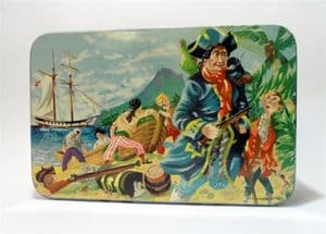 HTF Vintage Carr & Co Carrs Carlisle Adventure Tin Treasure Island Map Iced Biscuits Label Pictorial