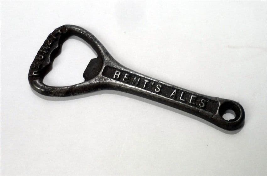 HTF Vintage Cast Iron Crown Cork Bottle Opener Bents Ales Stone Stout Patent App For 1930s