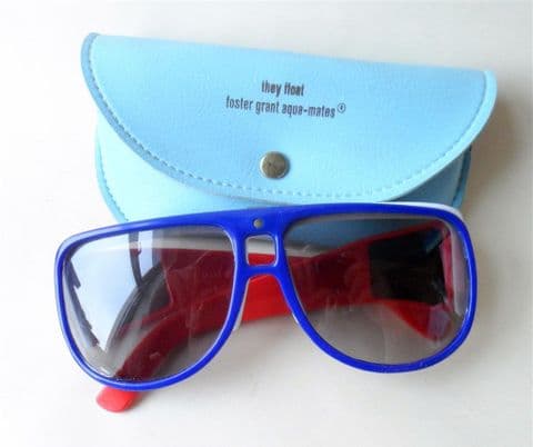 HTF Vintage Foster Grant Aqua Mates ff77 Polarized Sunglasses Sun Glasses in Original Case Circa 1970s Fishing Angling Boating Sailing