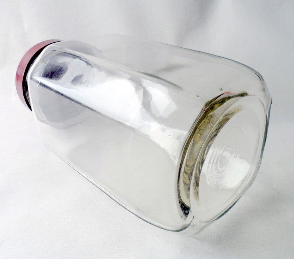 HTF Vintage Glass Bakelite Sweet Shop Storage Jar Holland Toffee