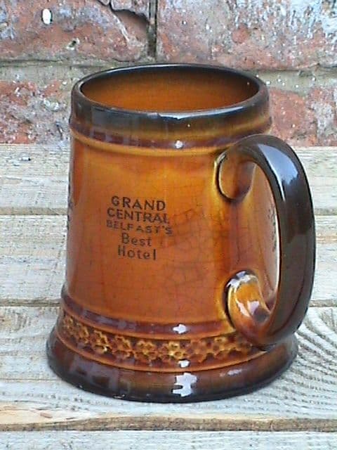 J Abrahams Pottery Pint Pub Inn Tavern Advertising Tankard Royal Rogano Glasgow GC Belfast Ca 1930s