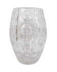 Large Vintage Crystal Glass Optic Barrel Vase John Luxton  for Stuart Glass Stourbridge Etched Mark